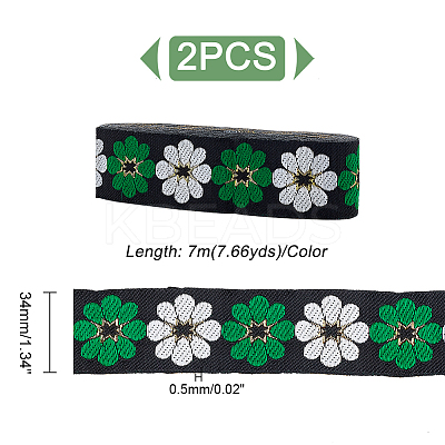 Ethnic Style Embroidery Polyester Ribbons OCOR-WH0070-10F-03-1