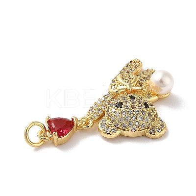 Rack Plating Brass Micro Pave Cubic Zirconia Pendants X-KK-A160-14G-1