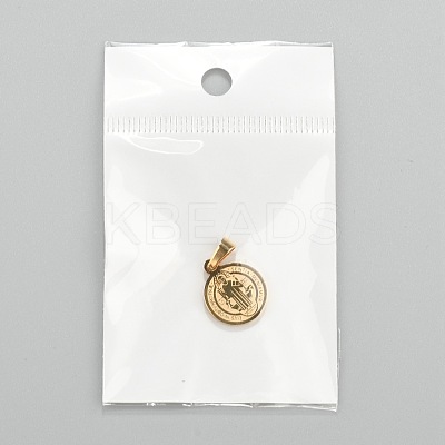 Flat Round with San Benito & Word 304 Stainless Steel Charms X-STAS-I036-03A-1