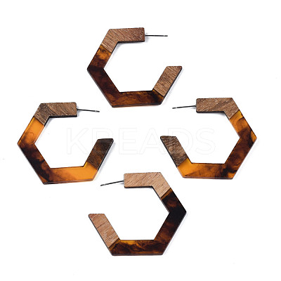 Hexagon Half Hoop Earrings for Women EJEW-N017-006B-1