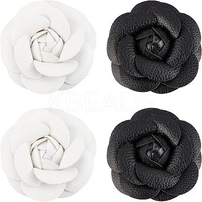 4Pcs 2 Colors PU Leather Artificial Flower Ornament Accesories FIND-CA0004-81-1
