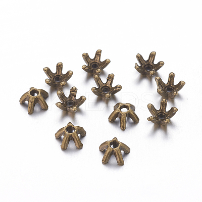 5-Petal Tibetan Style Alloy Bead Caps LS-MLF0663Y-NF-01-1