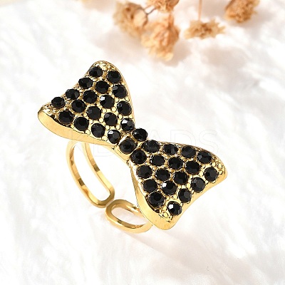 304 Stainless Steel Open Cuff Rings for Women RJEW-F178-01G-01-1