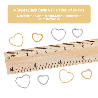 24Pcs 4 Style 201 Stainless Steel Linking Rings STAS-HY0001-19-1