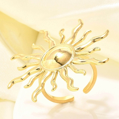 304 Stainless Steel Open Cuff Ring for Women LS-RJEW-B109-01G-04-1