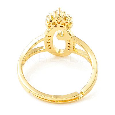 Clear Cubic Zirconia Initial Letter with Crown Adjustable Ring RJEW-M139-17O-1