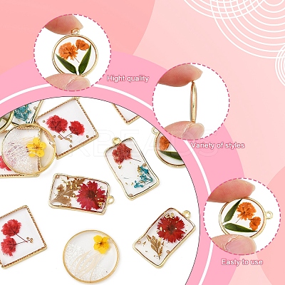 12Pcs 6 Styles Transparent Clear Epoxy Resin Pendants RESI-FS0001-88A-1
