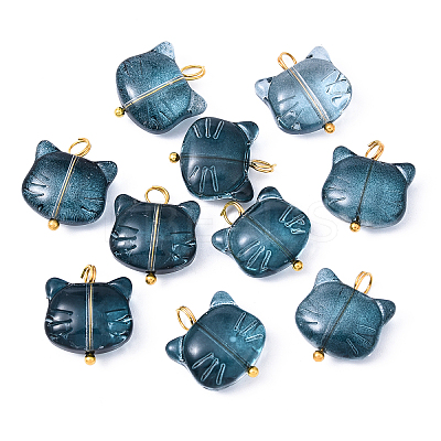 10Pcs Glass Pendants PALLOY-YW00061-06-1