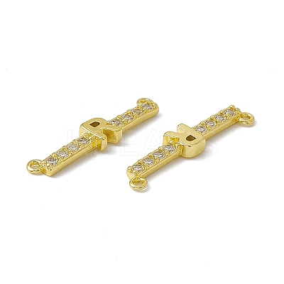 Rack Plating Brass Micro Pave Clear Cubic Zirconia Connector Charms KK-C007-37G-R-1