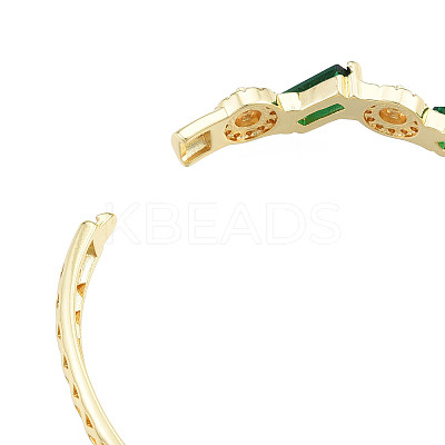 Cubic Zirconia Rectangle & Evil Eye Hinged Bangle BJEW-N012-047-1