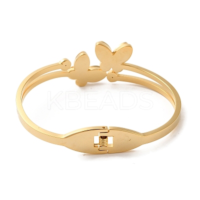 Adjustable Butterfly Vacuum Plating PVD Vacuum Plating 304 Stainless Steel Bangles for Women BJEW-F474-13G-1