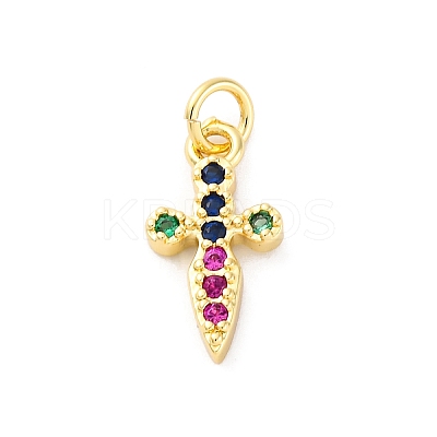 Brass Micro Pave Cubic Zirconia Pendants KK-S510-17G-1