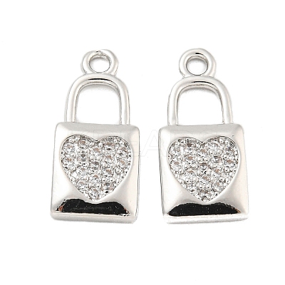 Brass Micro Pave Clear Cubic Zirconia Pendants KK-G492-03B-P-1
