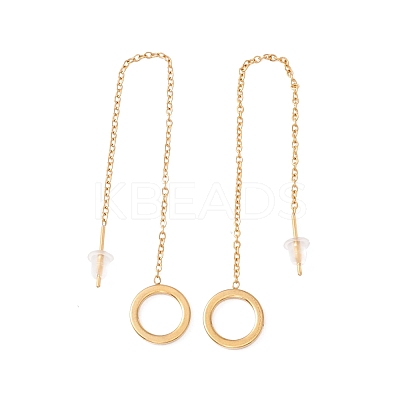 Long Chain with Open Ring Dangle Stud Earrings EJEW-A067-10G-1