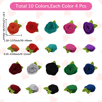 40Pcs 10 Colors Flower Non-Woven Accessories DIY-CY0001-73B-1