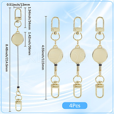 4Pcs Heavy Duty Alloy Retractable Keychain Clasps FIND-SC0016-49G-1