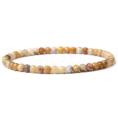 4mm Round Natural Crazy Agate Beads Bracelet for Men KG3069-14-1