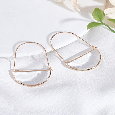 1 Pair Brass Glass Hoop Earrings for Women EJEW-LP0003-53C-1