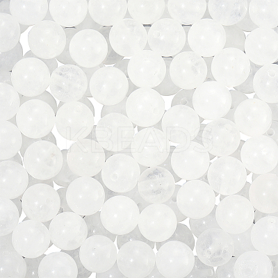 120Pcs Round Natural White Jade Beads G-PA0001-07B-1