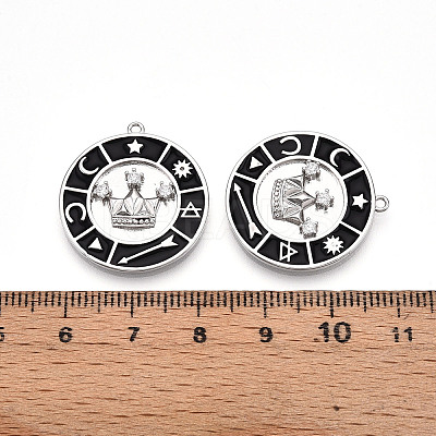 Brass Micro Pave Cubic Zirconia Enamel Pendants ZIRC-T016-18P-1
