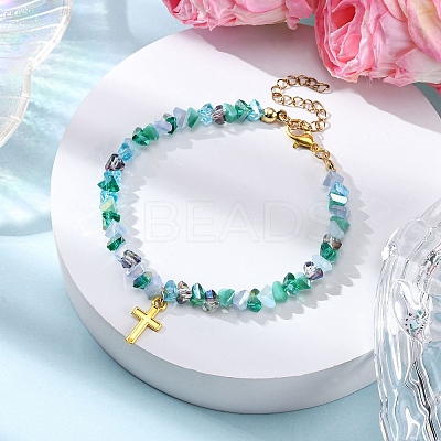 Alloy Cross Charm Bracelets BJEW-JB12323-02-1