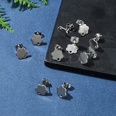 10Pcs 201 Stainless Steel Stud Earring Findings with Hole EJEW-FS0001-14C-1