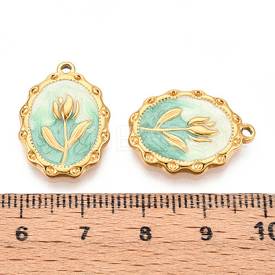 304 Stainless Steel Enamel Pendants STAS-N110-27E-G-1