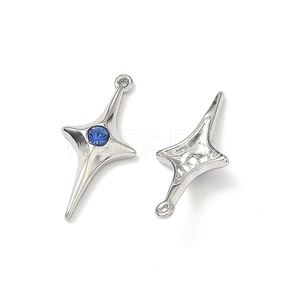 304 Stainless Steel Rhinestone Pendants STAS-L308-04B-P-1