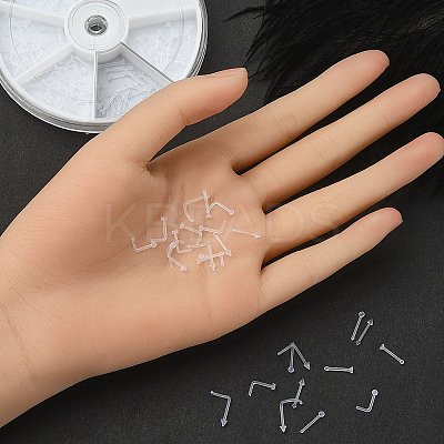 120Pcs 6 Style Acrylic L-Shaped Nose Ring AJEW-YW0001-11A-1