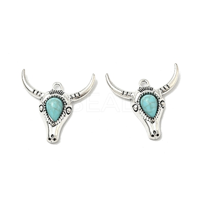Bohemian Synthetic Turquoise Cattle Pendants FIND-Z112-01AS-07-1