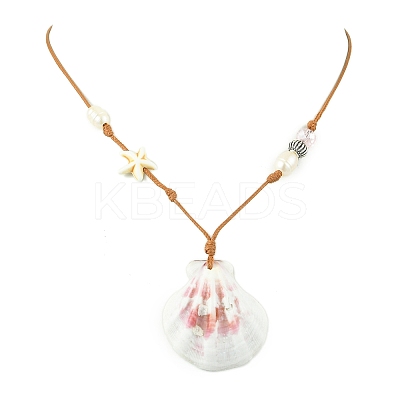 Shell Pendant Necklaces NJEW-TA00179-01-1
