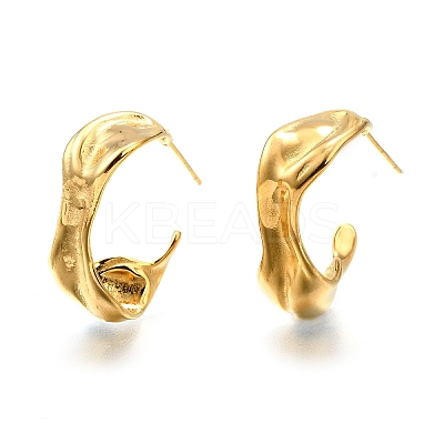 Ion Plating(IP) 304 Stainless Steel Round Stud Earrings EJEW-K244-44G-1