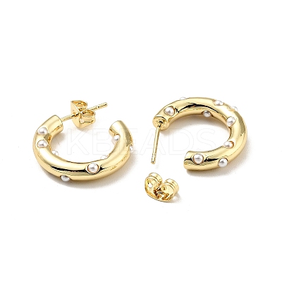Acrylic Pearl C-shape Stud Earrings LS-EJEW-G288-38G-1