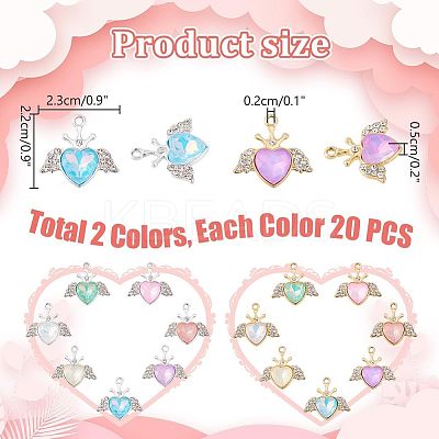 40Pcs 2 Colors UV Plating Alloy Mixed Color Glass Rhinestone Pendants FIND-PH0021-94-1