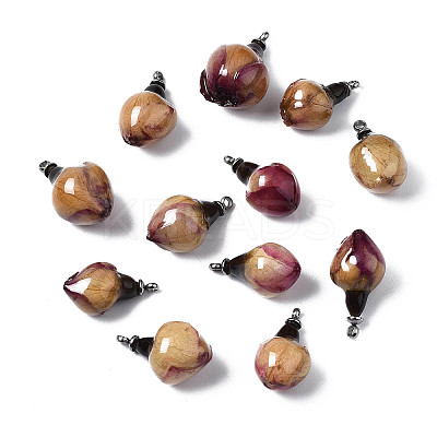 Handmade Natural Real Rose Dried Flower Pendants X-RESI-R424-01-1