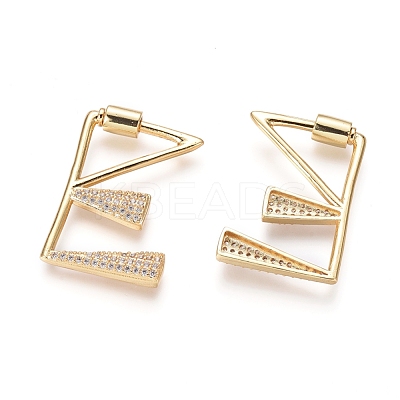 Brass Micro Pave Cubic Zirconia Screw Carabiner Lock Charms KK-I033-01G-E-1