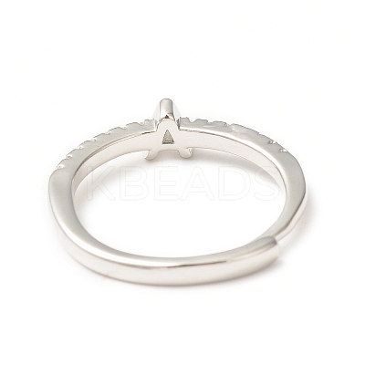 Clear Cubic Zirconia Initial Letter Adjustable Ring RJEW-C052-01P-A-1