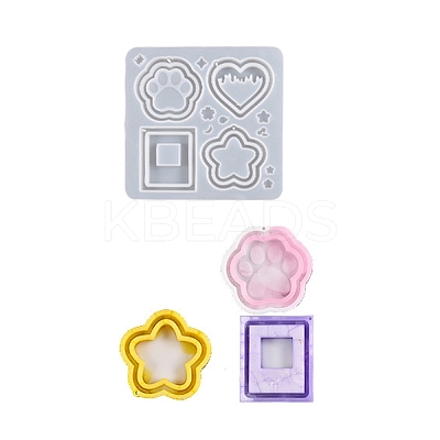 DIY PawPrint & Heart & Star & Rectangle Shaped Pendant Food-grade Silicone Molds SIMO-D001-05-1