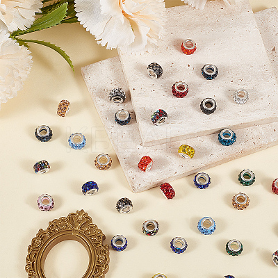400Pcs 20 Colors Handmade Polymer Clay Rhinestone European Beads CPDL-PA0001-01B-1