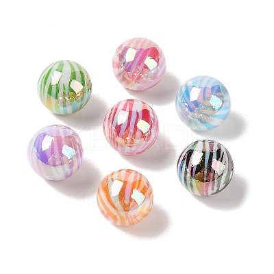 10Pcs UV Plating Colours Acrylic Beads OACR-S146-01K-1