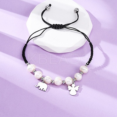 Adjustable Nylon Cord Braided Beaded Bracelets BJEW-A036-01P-1