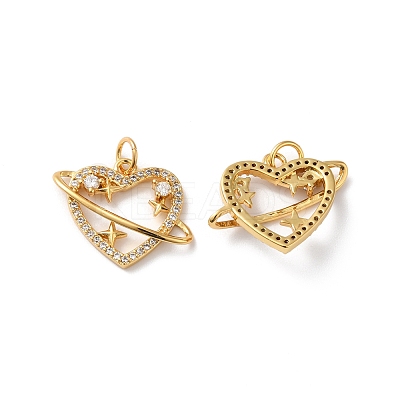 Rack Plating Brass Micro Pave Clear Cubic Zirconia Pendsnts KK-D074-26G-1