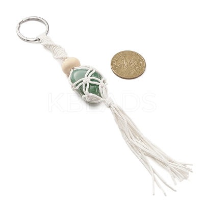 Waxed Cotton Cord Braided Macrame Pouch Empty Stone Holder for Pendant Keychain Making KEYC-JKC00536-1