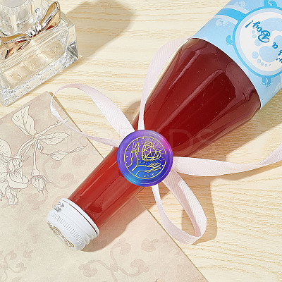 Brass Wax Seal Stamps with Wood Handle AJEW-WH0412-0147-1