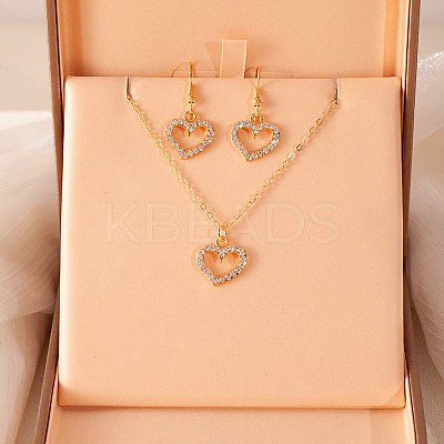 Alloy Rhinestone Pendant Necklaces & Dangle Earrings Sets for Women FS-WGD52C4-09-1