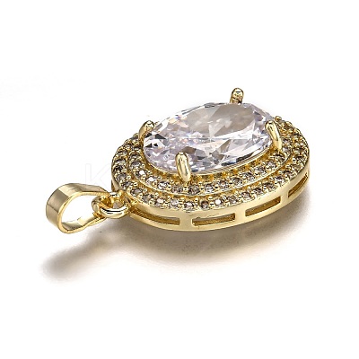 Golden Plated Brass Micro Pave Clear Cubic Zirconia Pendants ZIRC-F123-02E-1