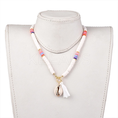 Handmade Polymer Clay Heishi Beads Necklaces NJEW-JN02721-01-1