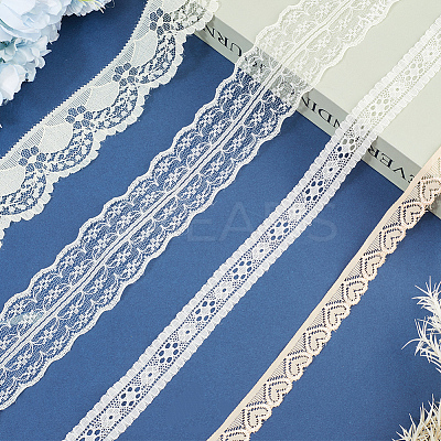 4 Styles Polyester Lace Trim OCOR-GF0005-25C-1