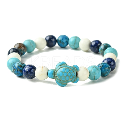 Summer Beach Turtle/Starfish Dyed Synthetic Turquoise Bracelets BJEW-JB10896-1
