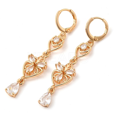 Rack Plating Golden Brass Dangle Leverback Earrings EJEW-B037-26G-1
